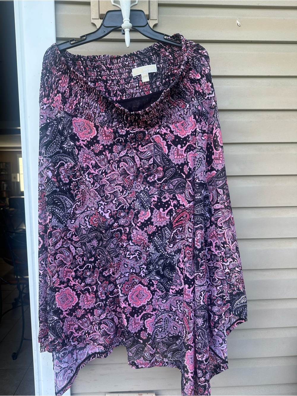 Michael Kors black and pink floral hanky hem XL skirt with lining